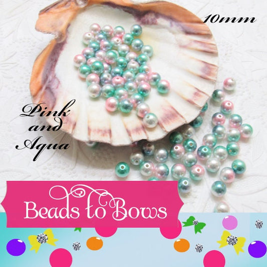 10mm or 12mm Mermaid Bubblegum Pearls, Ombre Acrylic Pearls, Pink and Aqua Pearls, Magic Bubblegum Necklace Supply Bead, Jewelry Supply