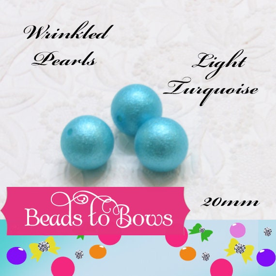 20mm Light Turquoise Wrinkled Bubblegum Pearl Beads, Gumball Beads,  Round Wrinkled Pearls, Acrylic  Beads, Chunky Necklace Supply Bead,