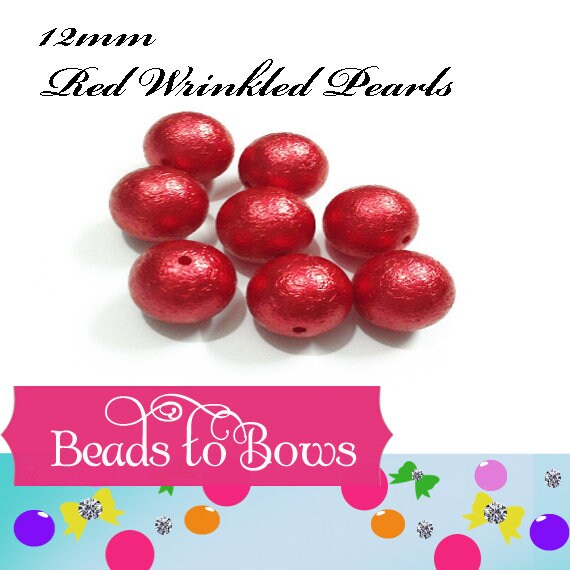 New 12mm Wrinkled Red Pearls, Bubblegum Pearl Beads, Gumball Beads, Pearl Beads, Acrylic Beads, Beading Supply, Jewelry Supply