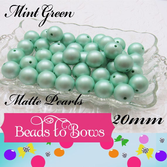 20mm Matte Mint Green Pearls,  Bubblegum Beads, Chunky Gumball Beads, Matte Mint Greem Pearls, Acrylic  Beads, Chunky