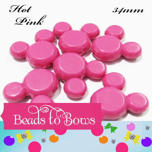 NEW Hot Pink Minnie Mouse Bubblegum bead, Acrylic Mickey Mouse Beads, Chunky Minnie Mouse Bead, Gumball Mickey, Chunky Mickey Necklace Bead