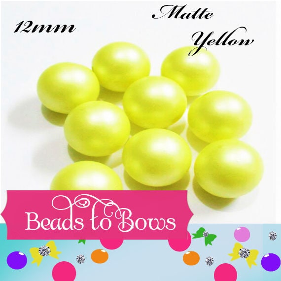 NEW 12mm Matte Yellow Bubblegum Pearl Beads, Gumball Beads, Pearl Beads, Bubblegum Pearls, Beading Supply, Jewelry Supply
