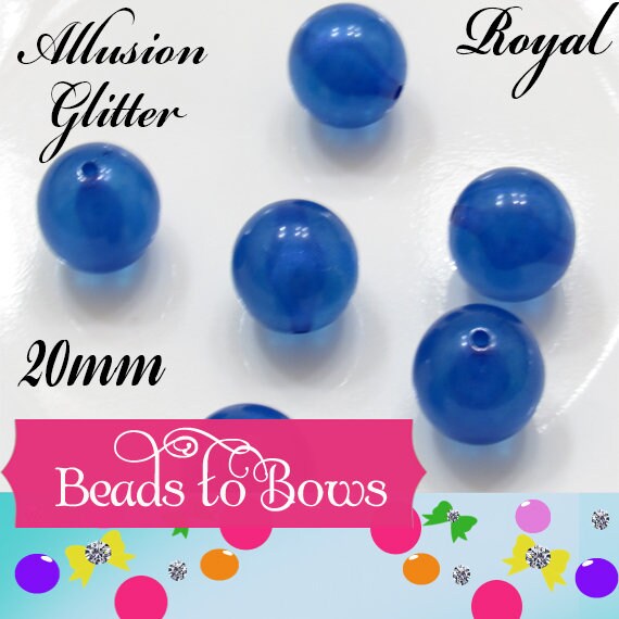20mm Royal Blue  Allusion Glitter Bubblegum Beads, Chunky Beads, Bubblegum Glitter Beads, Chunky Beads,  Chunky Bead Supply, Glitter Bead