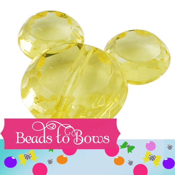 34mm Yellow Mickey Minnie Mouse Bubblegum Beads, Transparent Acrylic Mickey Mouse Bead, Chunky Bead Supply, Mickey Mouse Jewelry Supply