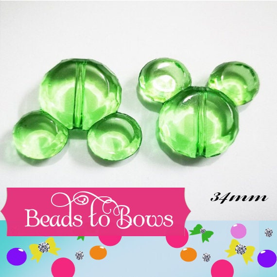 34mm Mickey Mouse Bubblegum Beads, Acrylic Minnie Mouse Bead, Mickey Mouse Head Bead, Jewelry Supply, Transparent Acrylic Mickey Mouse Bead