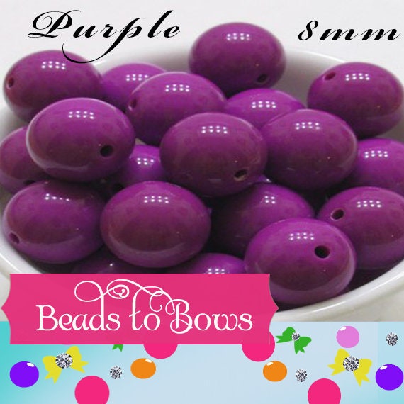 8mm Purple  Bubblegum Beads, Gumball Beads, Round Beads, Solid Acrylic Bead, Chunky Bubble Gum Beads, Chunky Necklace Supply Bead,
