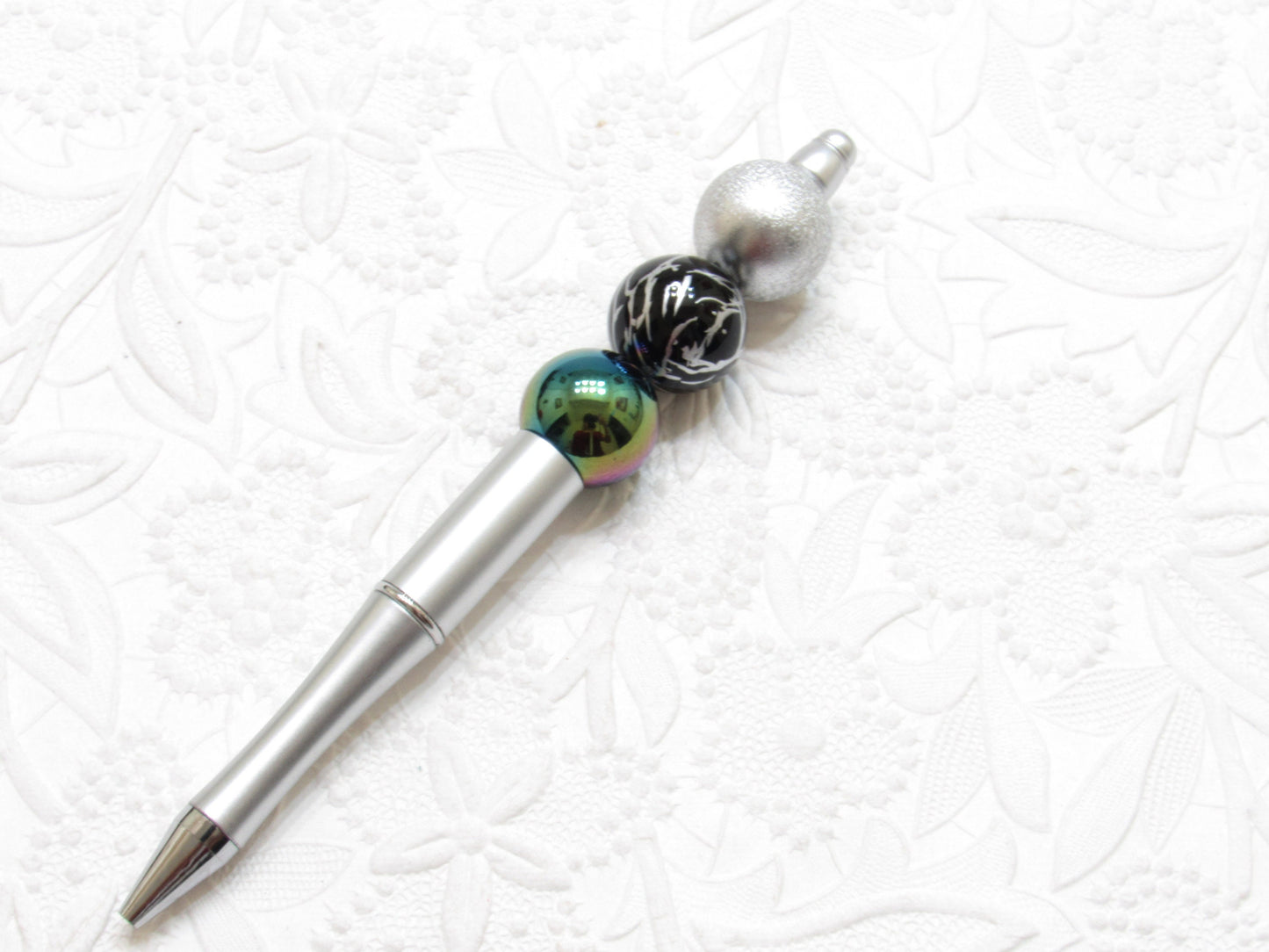 3 for 5.00 DIY Silver Bubblegum Beadable Pen, Beadable Pen Blanks,  Lightweight Pen, DIY Plastic Beadable Pens, Black Ink