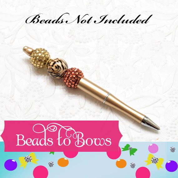 3 for 5.00 DIY Gold Bubblegum Beadable Pen Blanks,  Beadable Pen, DIY Plastic Beadable Pens, Black Ink