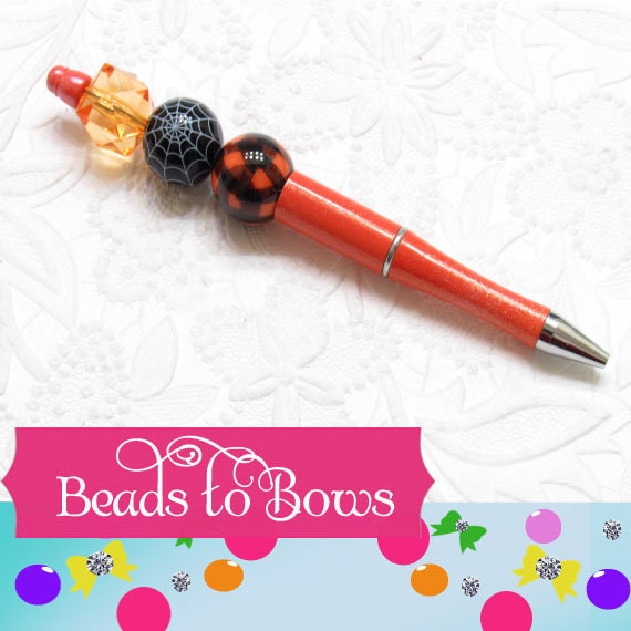 3 for 5.00 DIY Orange Bubblegum Beadable Pen Blanks,  Beadable Pen, DIY Plastic Beadable Pens, Black Ink