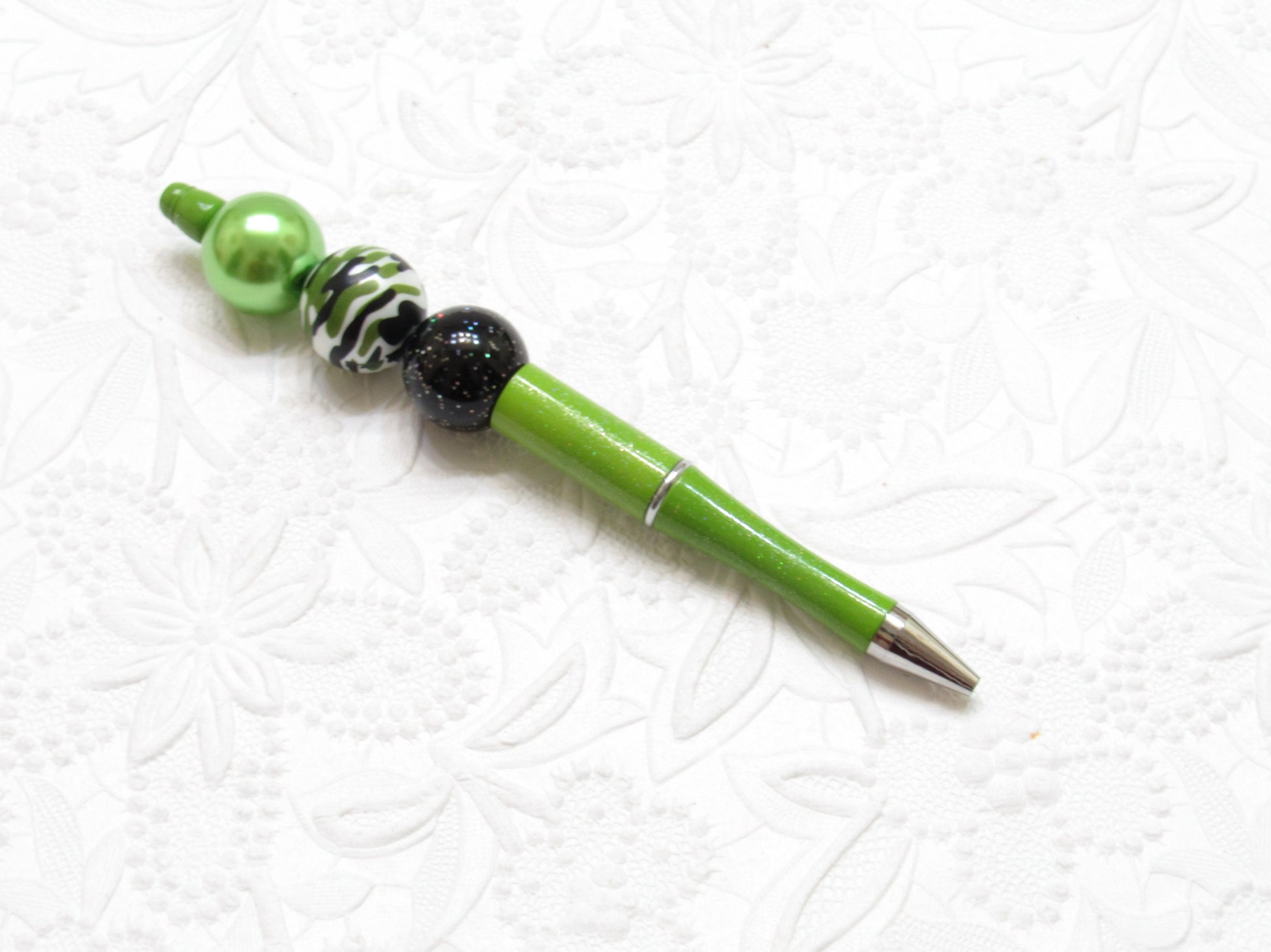 3 for 5.00 Beadable DIY Sage Green Bubblegum Beadable Pen Blanks,  Beadable Pen Lightweight,  DIY Plastic Beadable Pens, Black Ink