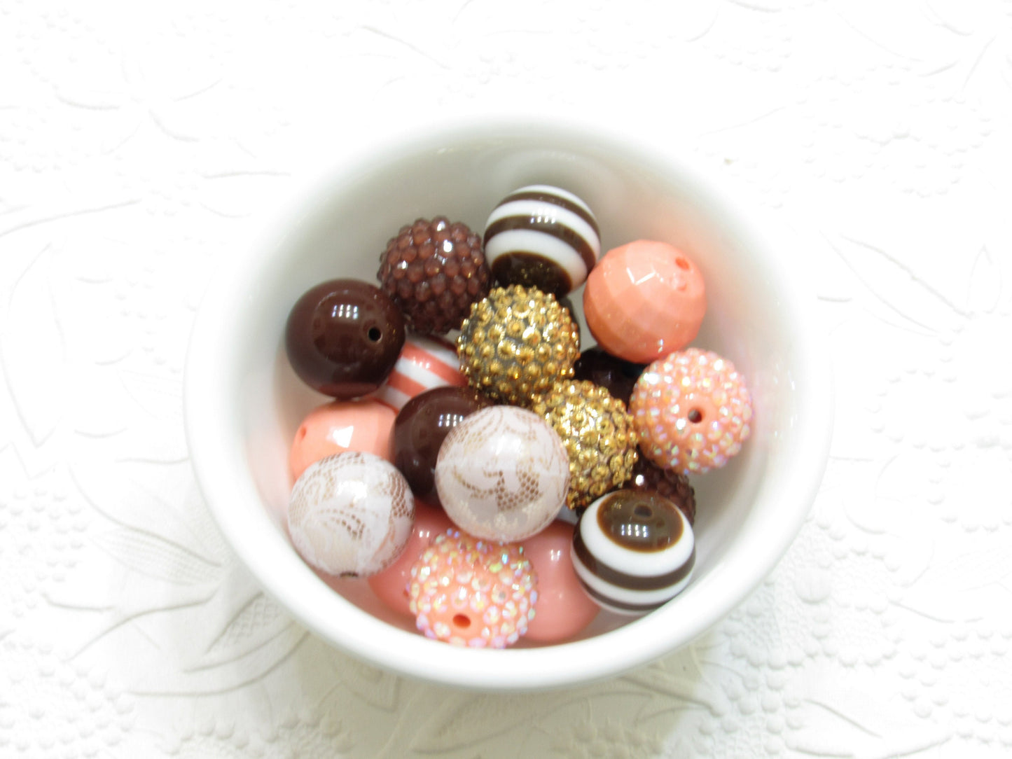 12 or 24Ct. 20mm Peach & Cream Bubblegum Mix, Bubblegum Beads, Beadable Pen Mix, Acrylic Beads, Bubblegum Beads, Round Bead