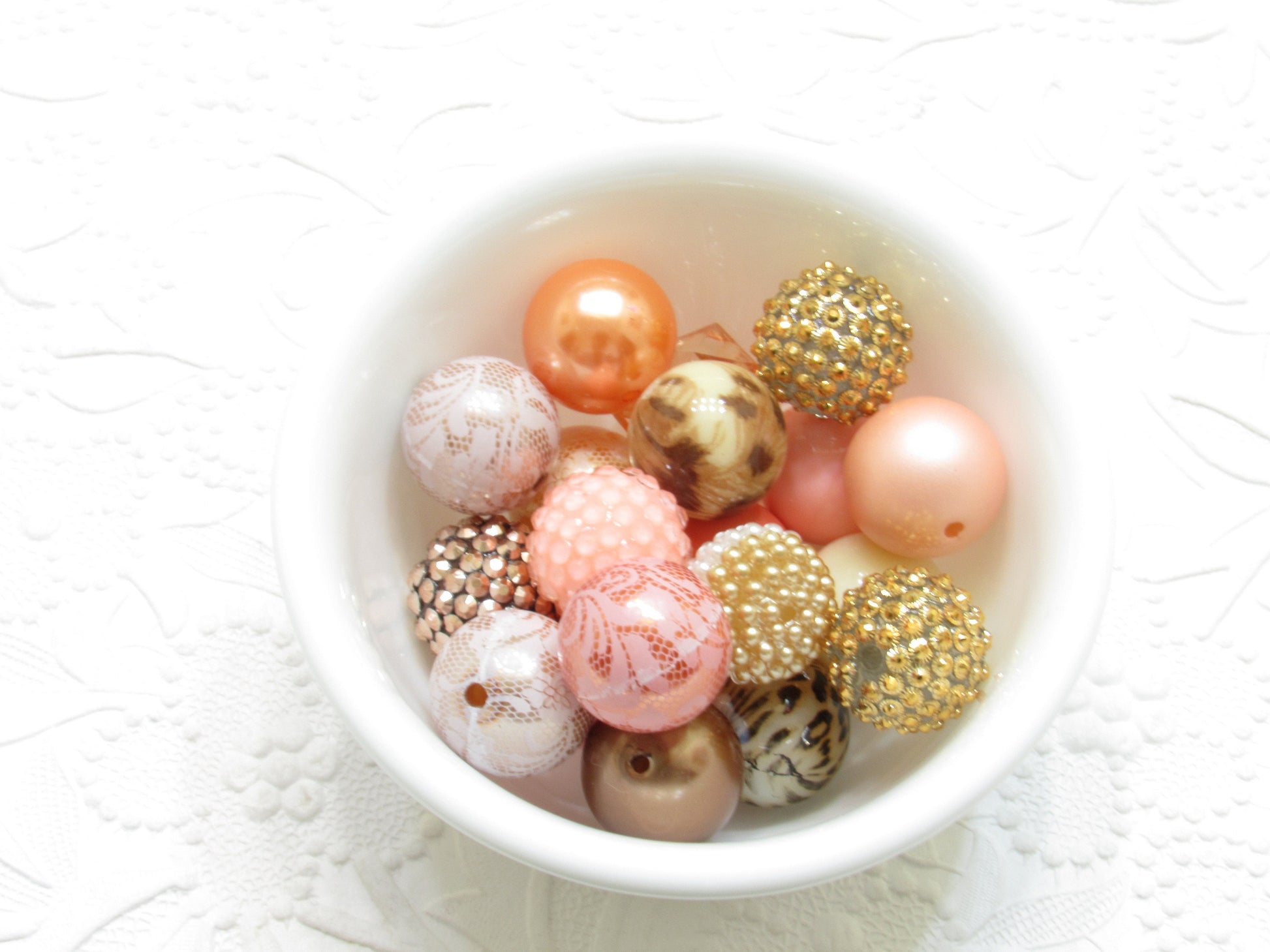 12 or 24Ct. 20mm Peach & Cream Bubblegum Mix, Bubblegum Beads, Beadable Pen Mix, Acrylic Beads, Bubblegum Beads, Round Bead