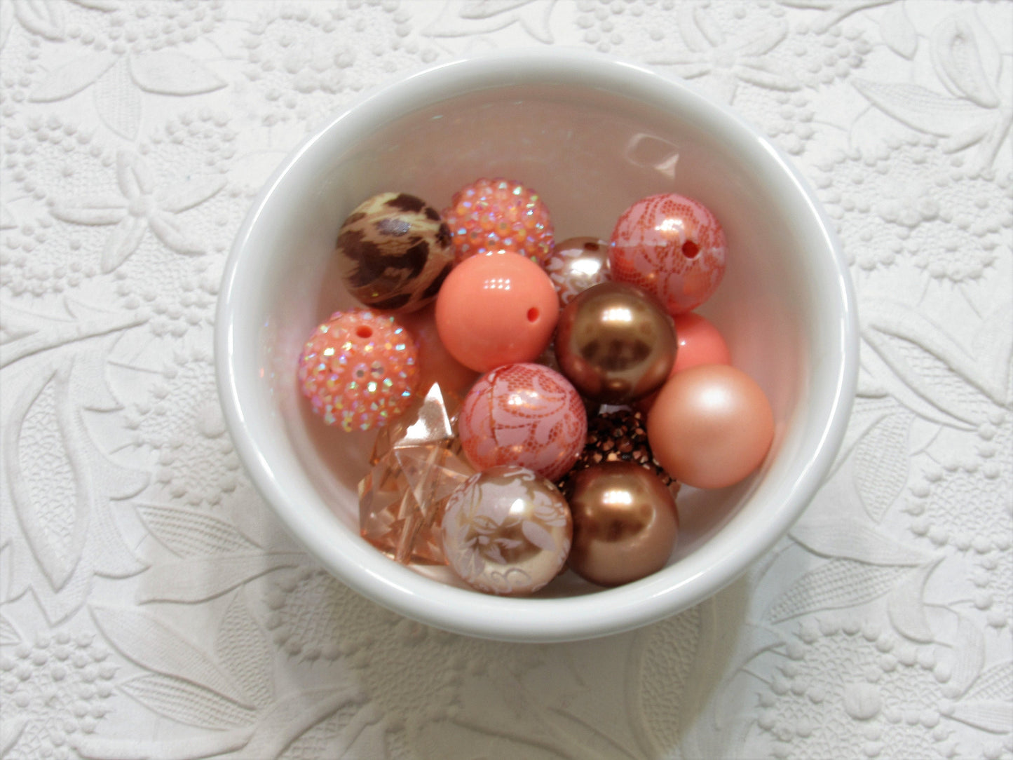 12 or 24Ct. 20mm Peach & Cream Bubblegum Mix, Bubblegum Beads, Beadable Pen Mix, Acrylic Beads, Bubblegum Beads, Round Bead