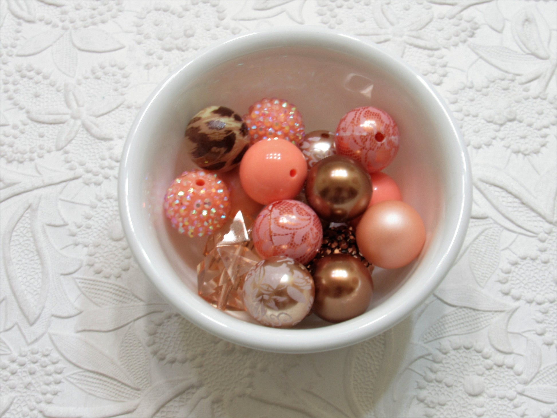 12 or 24Ct. 20mm Peach & Cream Bubblegum Mix, Bubblegum Beads, Beadable Pen Mix, Acrylic Beads, Bubblegum Beads, Round Bead