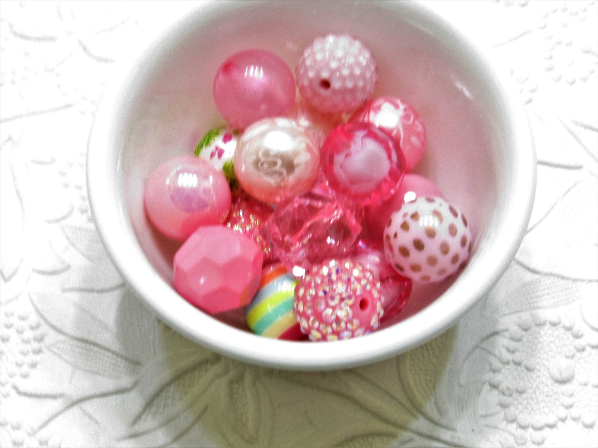 12 or 24Ct. 20mm In The Pink Mixed Beads, Beadable Pen Beads, Acrylic Beads, Bubblegum Beads, Round Bubblegum Bead