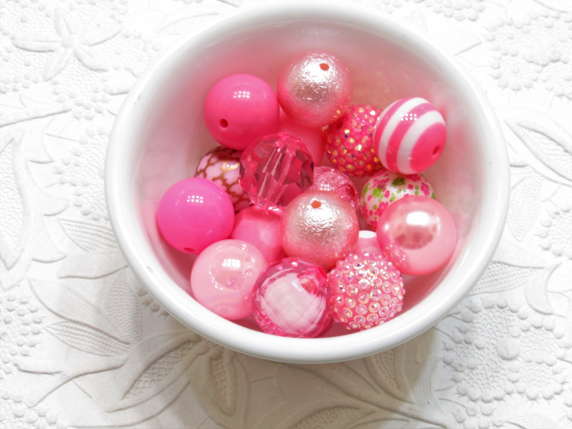 12 or 24Ct. 20mm In The Pink Mixed Beads, Beadable Pen Beads, Acrylic Beads, Bubblegum Beads, Round Bubblegum Bead