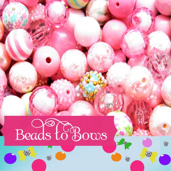 12 or 24Ct. 20mm In The Pink Mixed Beads, Beadable Pen Beads, Acrylic Beads, Bubblegum Beads, Round Bubblegum Bead