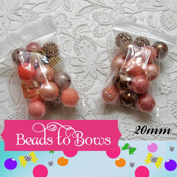 12 or 24Ct. 20mm Peach & Cream Bubblegum Mix, Bubblegum Beads, Beadable Pen Mix, Acrylic Beads, Bubblegum Beads, Round Bead