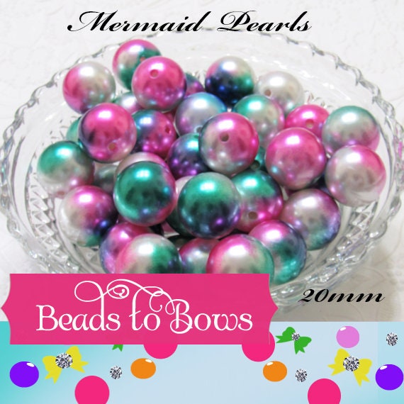 20mm Mermaid Pearls, Multicolored Bubblegum Beads, Mermaid Pearl Beads, Chunky Necklace Supply Bead, Chunky Gumball Pearl bead