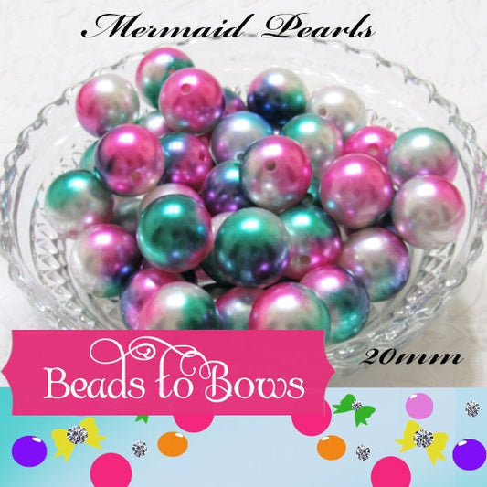 20mm Mermaid Pearls, Multicolored Bubblegum Beads, Mermaid Pearl Beads, Chunky Necklace Supply Bead, Chunky Gumball Pearl bead