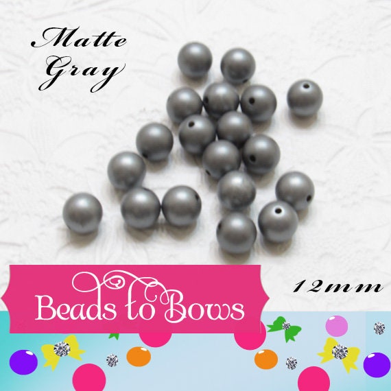12mm Matte Grey Bubblegum Pearl Beads, Gumball Beads, Pearl Beads, Bubblegum Pearls, Beading Supply, Jewelry Supply