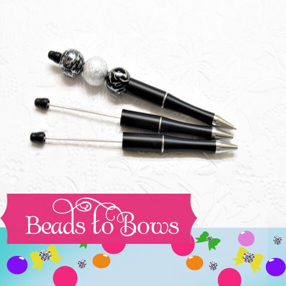3 for 5.00 Black Bubblegum DIY Beadable Pen Blanks, Beadable Pen, DIY Plastic Beadable Pens, Black Ink