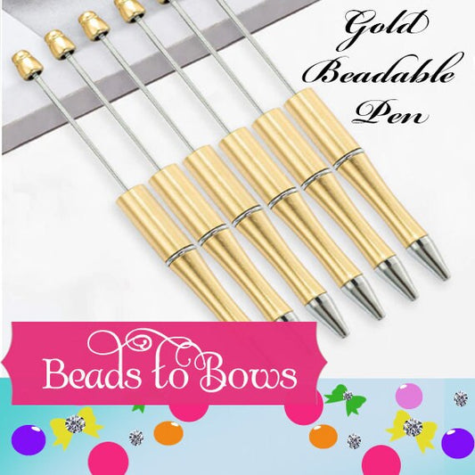 3 for 5.00 DIY Gold Bubblegum Beadable Pen Blanks,  Beadable Pen, DIY Plastic Beadable Pens, Black Ink