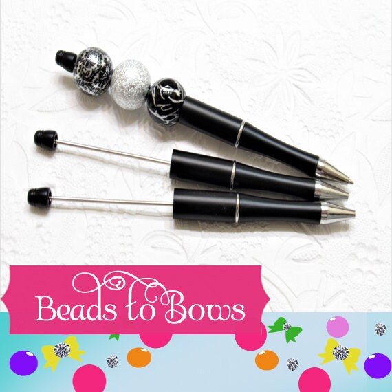3 for 5.00 Black Bubblegum DIY Beadable Pen Blanks, Beadable Pen, DIY Plastic Beadable Pens, Black Ink