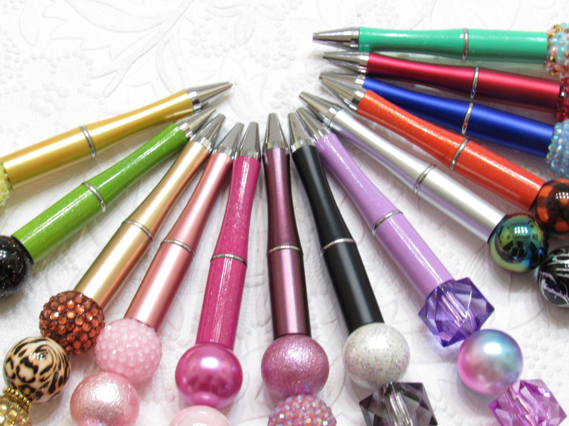3 for 5.00 DIY Silver Bubblegum Beadable Pen, Beadable Pen Blanks,  Lightweight Pen, DIY Plastic Beadable Pens, Black Ink