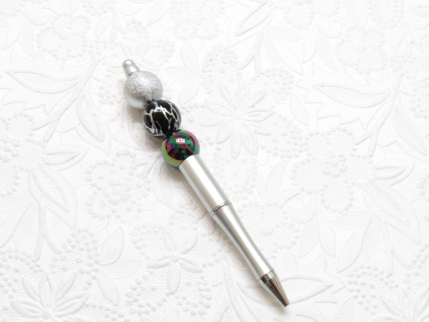 3 for 5.00 DIY Silver Bubblegum Beadable Pen, Beadable Pen Blanks,  Lightweight Pen, DIY Plastic Beadable Pens, Black Ink