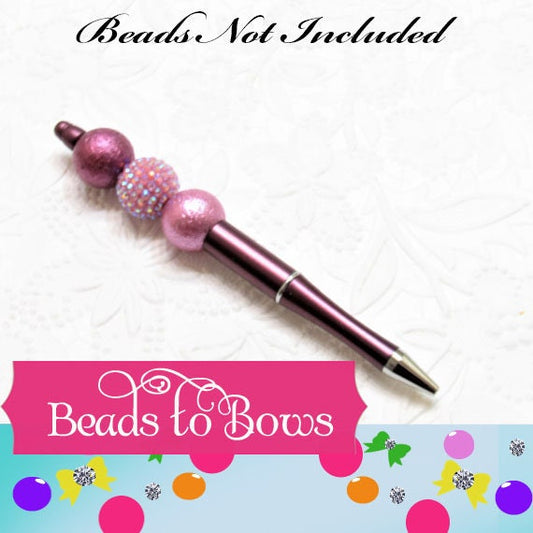 3 for 5.00 DIY Plum Bubblegum Be adable Pen Blanks,  Beadable Pen, DIY Plastic Beadable Pens, Black Ink
