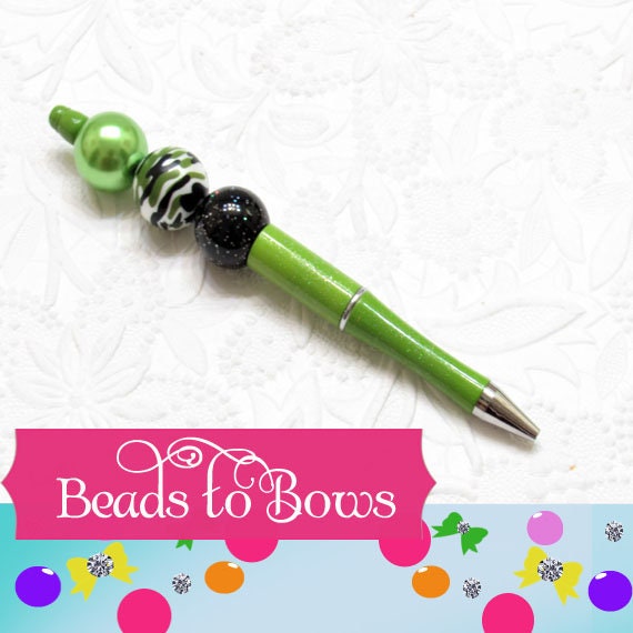 3 for 5.00 Beadable DIY Sage Green Bubblegum Beadable Pen Blanks,  Beadable Pen Lightweight,  DIY Plastic Beadable Pens, Black Ink