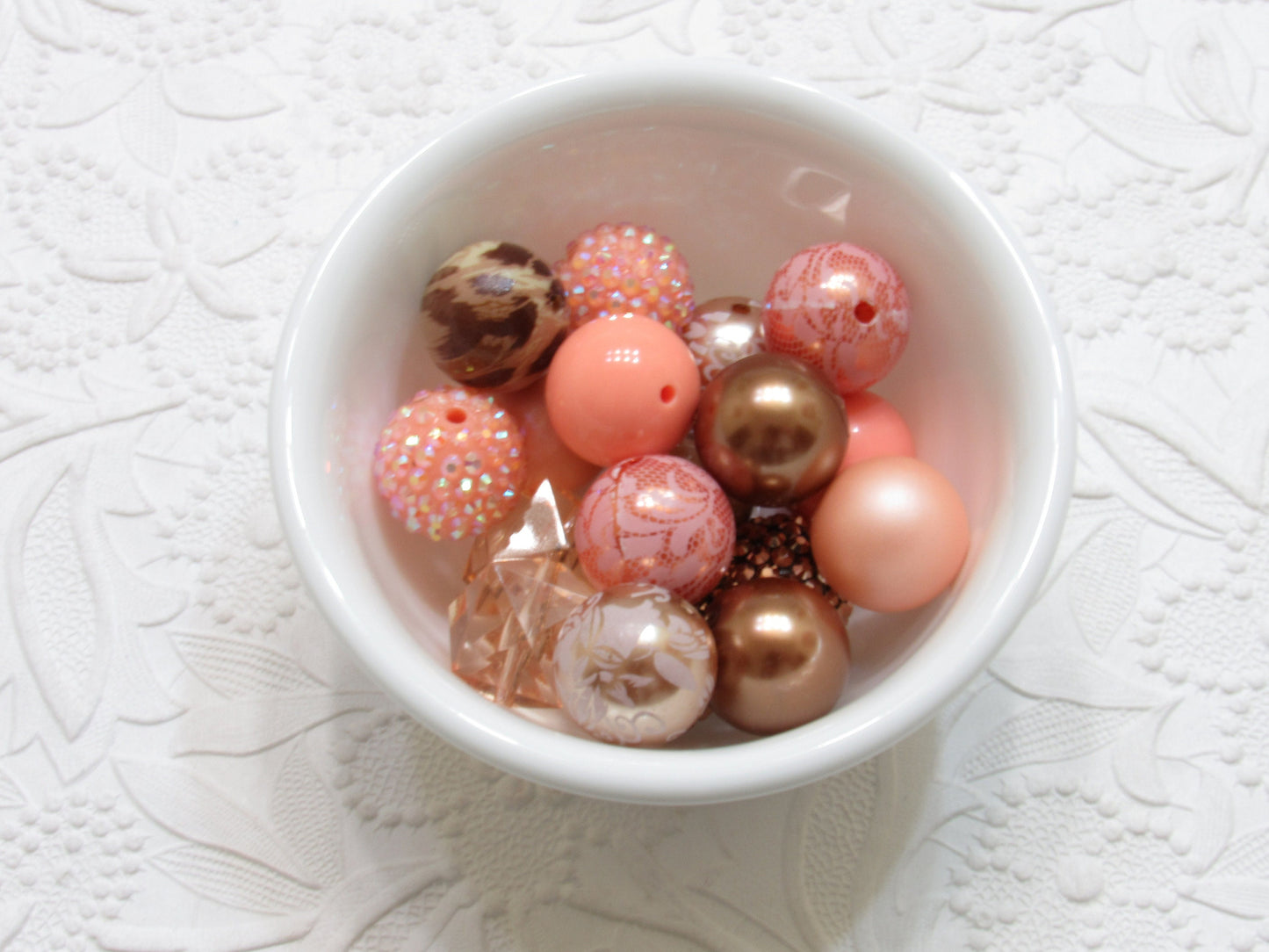 12 or 24Ct. 20mm Peach & Cream Bubblegum Mix, Bubblegum Beads, Beadable Pen Mix, Acrylic Beads, Bubblegum Beads, Round Bead