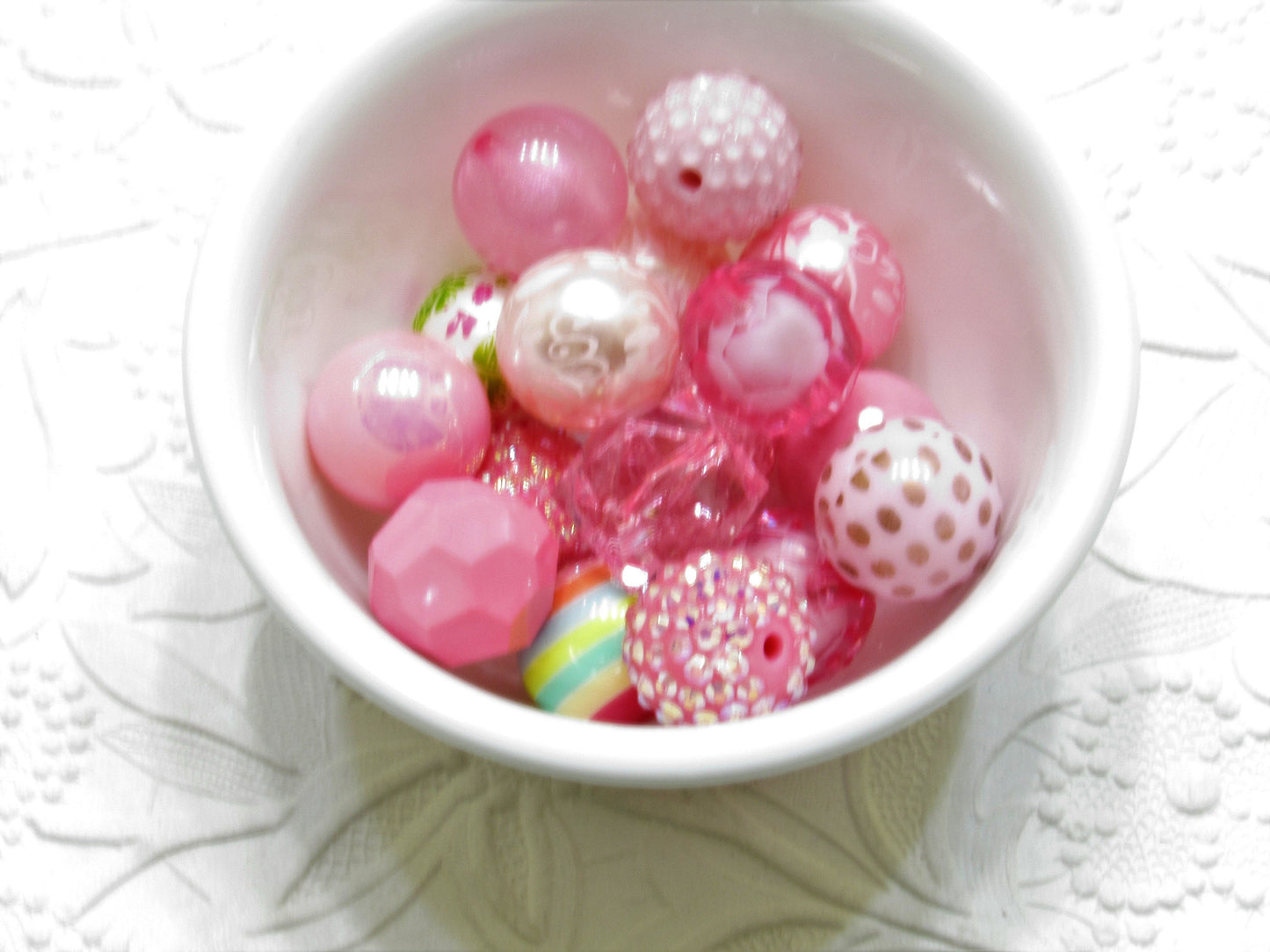 12 or 24Ct. 20mm In The Pink Mixed Beads, Beadable Pen Beads, Acrylic Beads, Bubblegum Beads, Round Bubblegum Bead