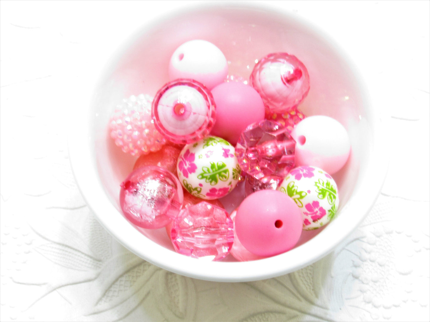 12 or 24Ct. 20mm In The Pink Mixed Beads, Beadable Pen Beads, Acrylic Beads, Bubblegum Beads, Round Bubblegum Bead