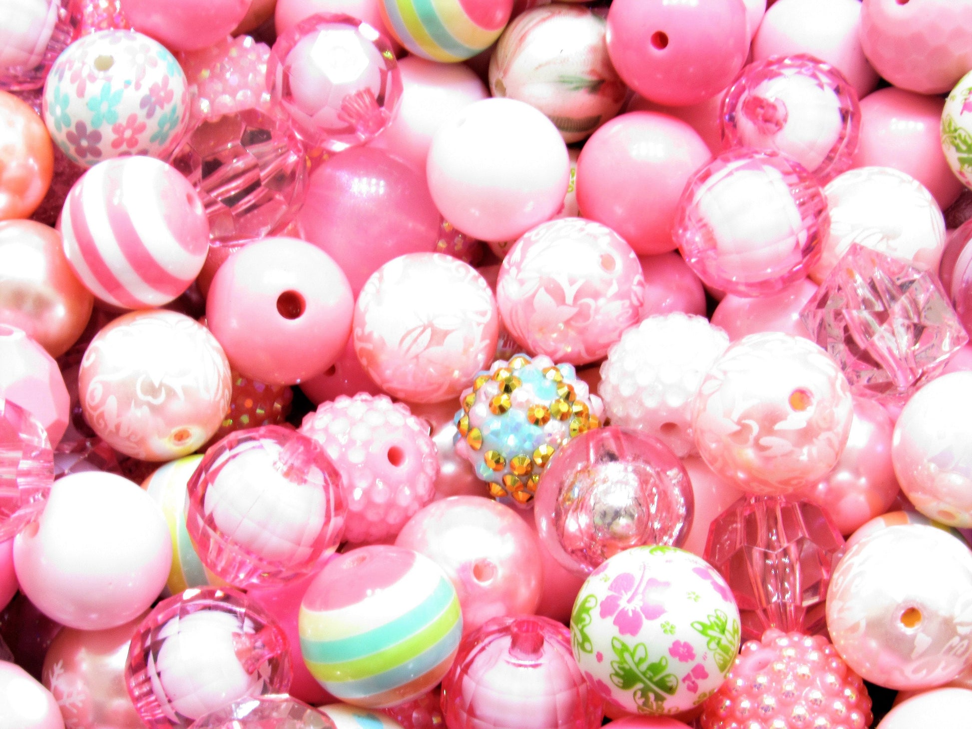12 or 24Ct. 20mm In The Pink Mixed Beads, Beadable Pen Beads, Acrylic Beads, Bubblegum Beads, Round Bubblegum Bead