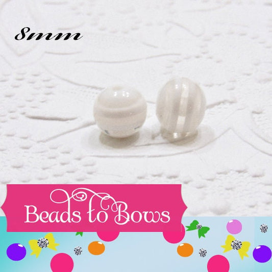 8mm White Striped  Bubblegum Beads, Striped 8mm Bubblegum Beads, Chunky Gumball Beads, Bubblegum Necklace Supply Bead, Chunky Gumball Bead