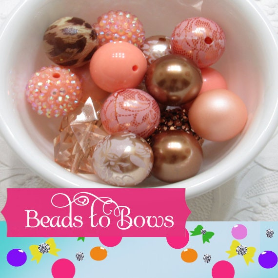 12 or 24Ct. 20mm Peach & Cream Bubblegum Mix, Bubblegum Beads, Beadable Pen Mix, Acrylic Beads, Bubblegum Beads, Round Bead
