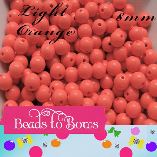 8mm Orange Bubblegum Beads, 100 Gumball Beads, Plastic Round Beads, Solid Acrylic Beads,Bubble Gum Beads, Chunky Bubblegum Bead, Bead Supply