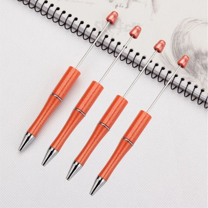3 for 5.00 DIY Orange Bubblegum Beadable Pen Blanks,  Beadable Pen, DIY Plastic Beadable Pens, Black Ink