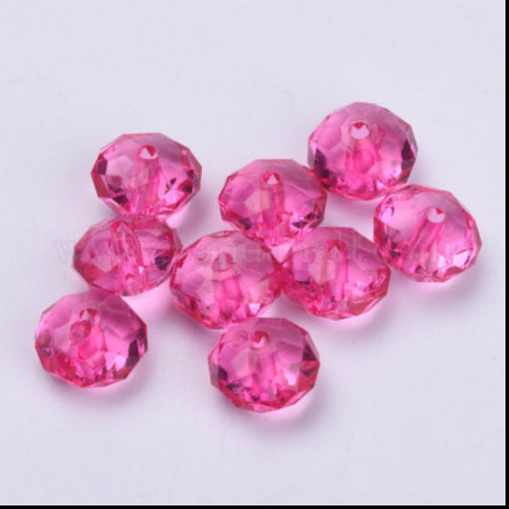 22mm Hot Pink Rondelle Beads, Bubblegum Beads, Crystal Look Bead, Faceted Gumball Beads, Jewelry Supply Bead, Bubblegum Bead Supply Bead