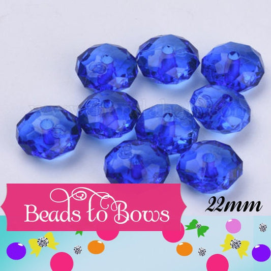 22mm Royal Rondelle Beads, Bubblegum Faceted Beads, Crystal Look Chunky Bead, Gumball Beads, Bubbegum Necklace Supply Beads