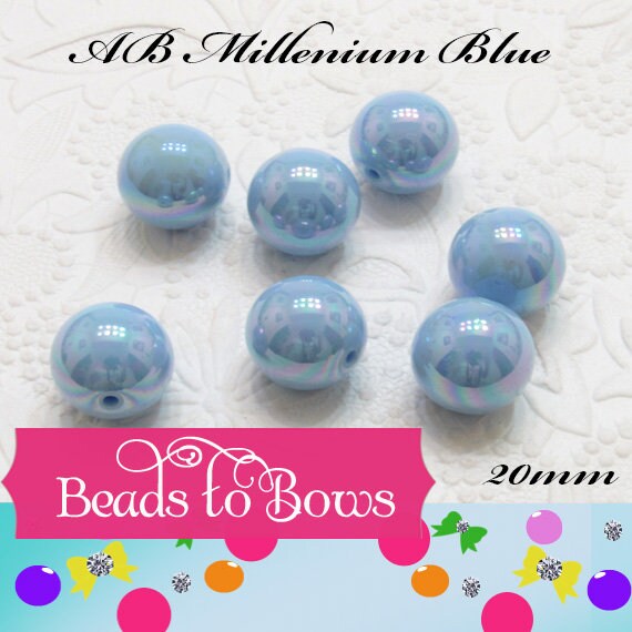 20mm AB Millenium Blue Bubblegum Beads, Gumball Bead, Chunky Round Acrylic Bead, Chunky Bead Supply, Necklace Supply, Gumball Bead