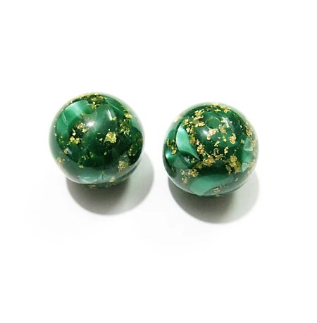 NEW 20mm Gold Foil In Green Resin BUbblegum Beads, Green Foil Bubblegum Beads, Chunky Foil Bead, Chunky Bubblegum Gold  In Red Bead Supply
