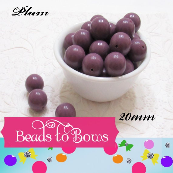 20mm Plum Chunky Bubblegum Beads, Plum Acrylic Beads, Chunky Gumball Beads, Chunky Bubblegum Ball Beads, Chunky Necklace Supply Beads