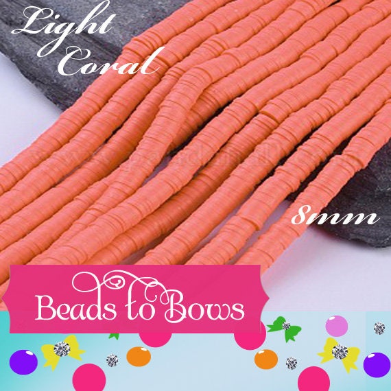 8mm Light Goldenrod Heishi Bead Strands, Flat Round Polymer Clay Beads, Disc Heishi Beads, LIght Weight, Hawiian Earring Beads, Bracelets