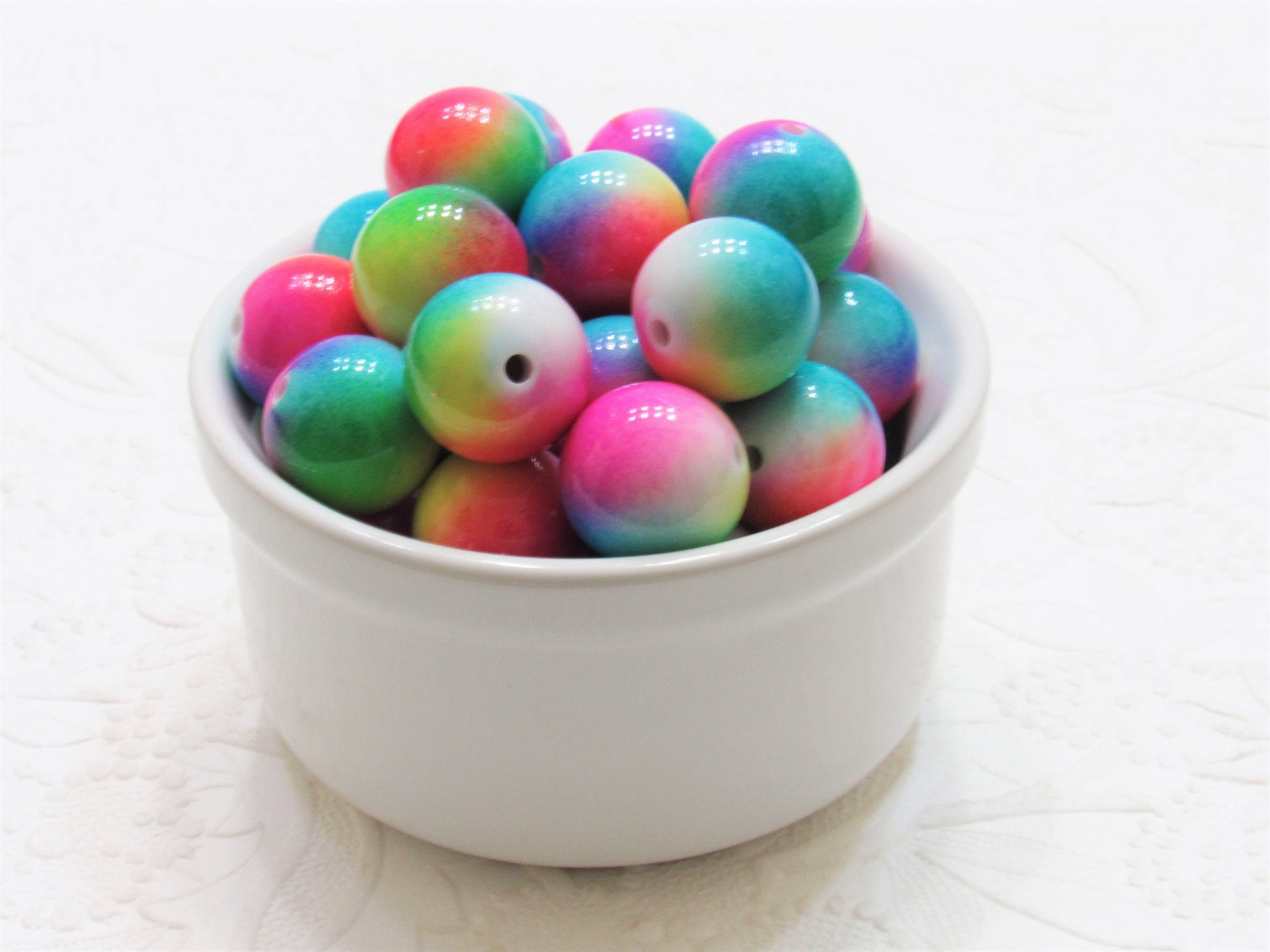 New 20mm Rainbow Beads, Bubblegum Multicolored Beads,  Colorful Beads, Bubblegum Necklace Supply Beads,