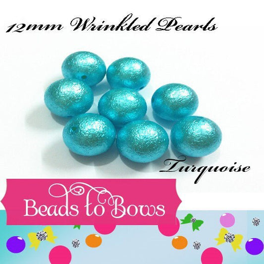 12mm Turquoise Wrinkled Bubblegum Pearl Beads, Chunky Gumball Beads,  Round Wrinkled Pearls, Acrylic  Beads, Chunky Necklace Supply Bead,