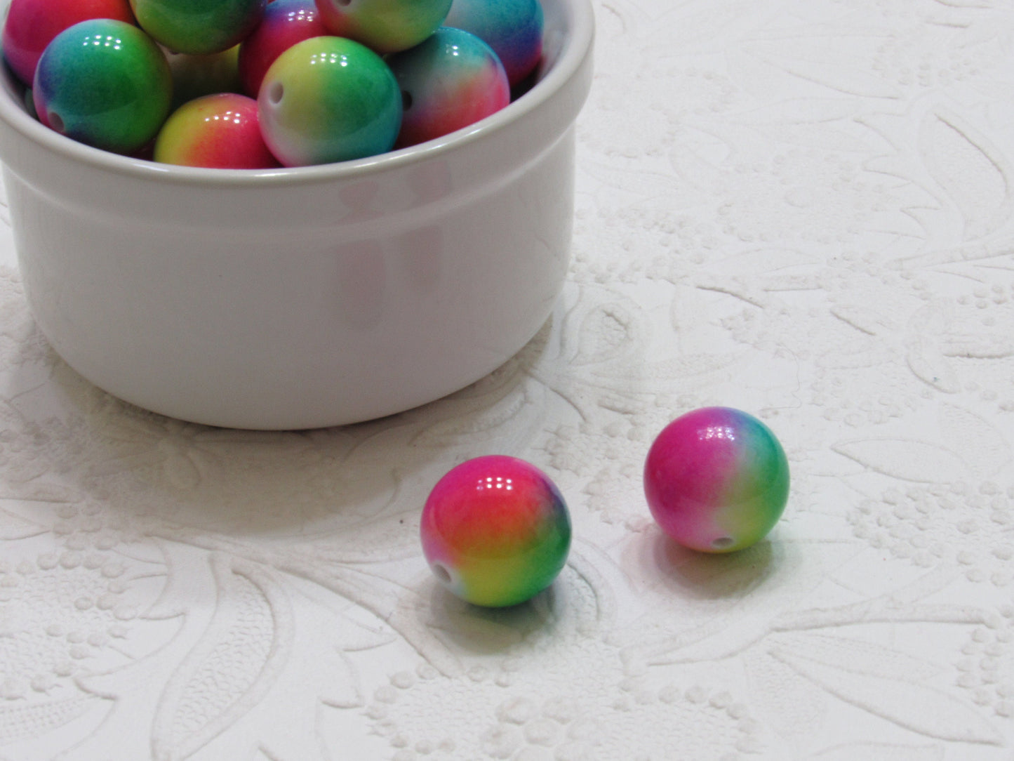 New 20mm Rainbow Beads, Bubblegum Multicolored Beads,  Colorful Beads, Bubblegum Necklace Supply Beads,
