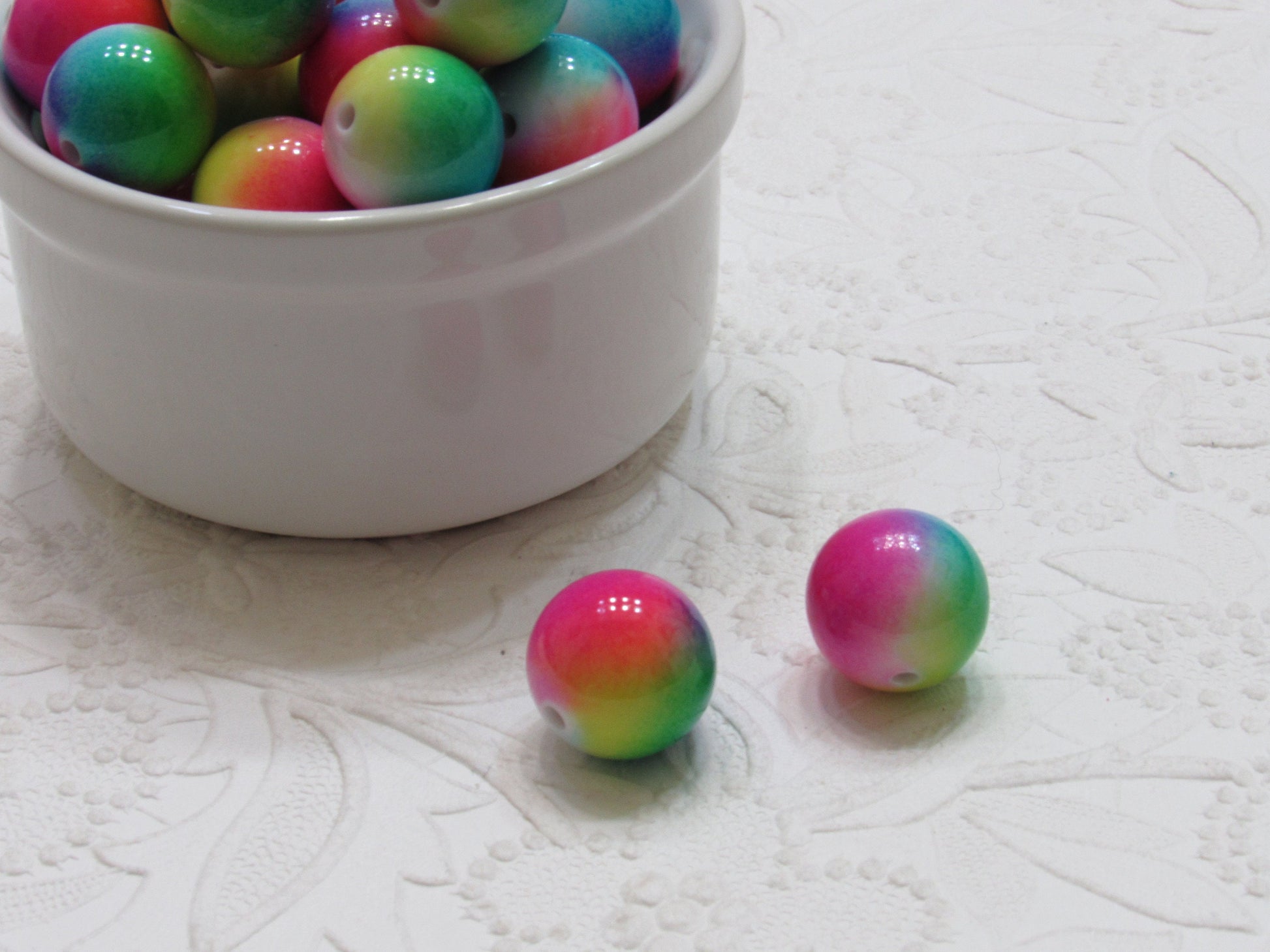 New 20mm Rainbow Beads, Bubblegum Multicolored Beads,  Colorful Beads, Bubblegum Necklace Supply Beads,